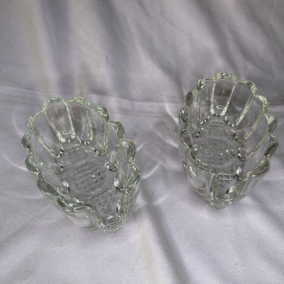 Princess House Spoon Rest X2 Thick Crystal Glass Ruffled Edge Utensil Holder EUC - Picture 1 of 3